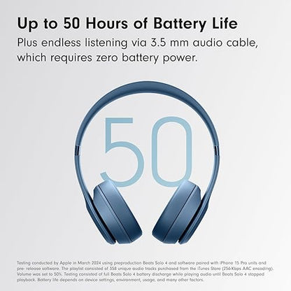 Beats Solo 4 - Wireless Bluetooth On-Ear Headphones, Apple & Android Compatible, Up to 40 Hours of Battery Life - Slate Blue