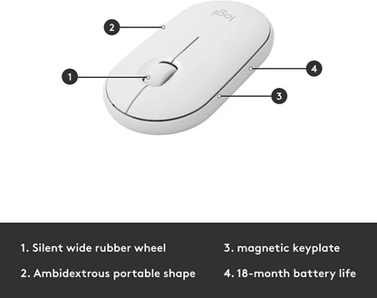 Logitech MK470 Slim Wireless Keyboard and Mouse Combo - Modern Compact Layout, Ultra Quiet, 2.4 GHz USB Receiver, Plug n' Play Connectivity, Compatible with Windows - Off White Off White Combo