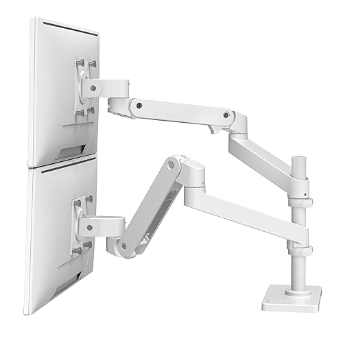 Ergotron – LX Pro Premium Vertical Stacking Dual Monitor Arm, VESA Desk Mount – for 2 Monitors Up to 27 Inches, 4 to 22 lbs Each – White White LX Pro Arm