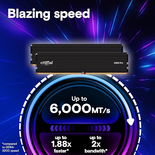 Micron PRO 24GB DDR5 SDRAM Memory Module - 24 GB - DDR5-6000/PC5-48000 DDR5 SDRAM - 6000 MHz - CL48 - Unbuffered - 288-pin - DIMM