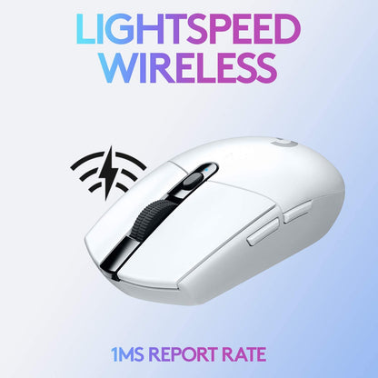 Logitech G305 LIGHTSPEED Wireless Gaming Mouse, Hero 12K Sensor, 12,000 DPI, Lightweight, 6 Programmable Buttons, 250h Battery Life, On-Board Memory, PC/Mac - White White Mouse