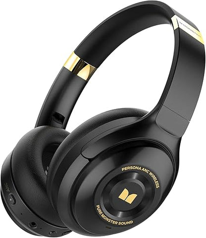 Monster Persona Noise Cancelling Headphones Wireless, Bluetooth Headphones Over Ear, Wireless Hi-Fi Audio Deep Bass,Quick Charge 30H Playtime, Memory Foam Ear Cups, for Travel, Home Office
