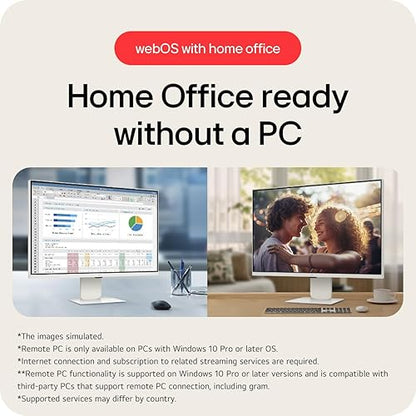 LG 32U830SA-W 31.5” 4K UHD IPS Smart Monitor with webOS, USB-C 65W, ThinQ Home Dashboard, AirPlay 2, Bluetooth, Streaming Apps, Remote Work Ready, Tilt & Height Adjustable, White 32" IPS 60Hz UHD 3840 x 2160