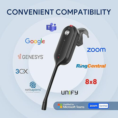 Yealink DECT Wireless Headset WH63 E2 UC,Single Ear (Mono) Convertible Office Headset with Noise Canceling Mic, 607Ft Range,3 Wearing Styles,Connects to Desk Phone and Computer