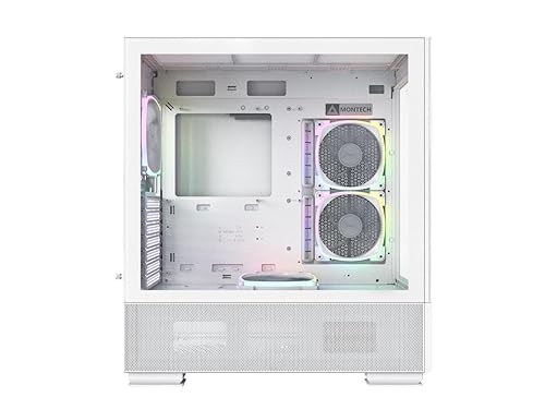 Montech Sky Two, Dual Tempered Glass, 4X PWM ARGB Fans Pre-Installed, ATX Gaming Mid Tower Computer Case, Type C, High Airflow Performance- White SKY TWO (WHITE)