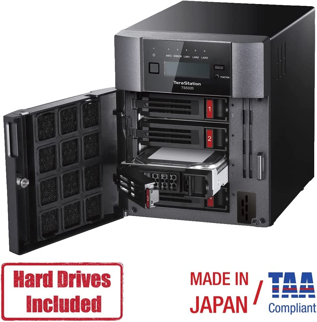 BUFFALO TeraStation 5420DN Desktop NAS 48TB (4x12TB) with HDD NAS Hard Drives Included 10GbE / 4 Bay/RAID/iSCSI/NAS/Storage Server/NAS Server/NAS Storage/Network Storage/File Server