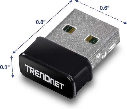 TRENDnet - TEW-808UBM Micro AC1200 Wireless USB Adapter, MU-MIMO, Dual Band Support 2.4GHz/5GHz, Supports Windows/Mac, TEW-808UBM Black AC1200 Micro USB