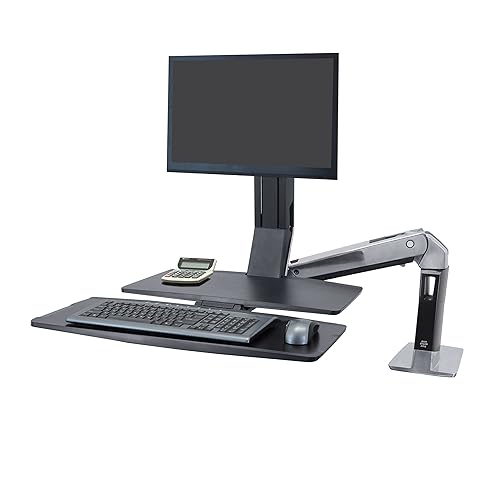 Ergotron – WorkFit-A LD Single Monitor Standing Desk Converter, Sit-Stand Workstation for Tabletops – 5 to 15 lbs, Level Keyboard Tray 5-15 lbs Level Keyboard Tray
