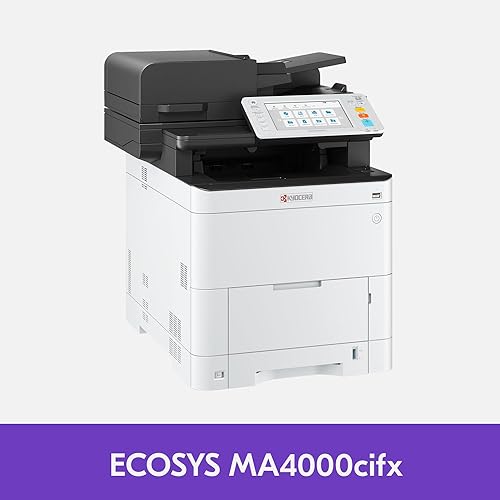 KYOCERA ECOSYS MA4000cifx All-in-One Color Laser Printer (Print/Copy/Scan/Fax), 42 ppm, 1200 dpi, Gigabit Ethernet & HyPAS Capable, 7 inch Touchscreen Panel, Dual Scan Document Processor