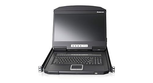 IOGEAR 18.5-Inch Widescreen Short Depth 8-Port LCD KVM Switch (TAA Compliant) GCL1908W