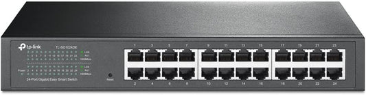 TP-Link 24 Port Gigabit Switch | Easy Smart Managed | Plug &amp; Play | Limited Lifetime Protection | Desktop/Rackmount | Sturdy Metal w/ Shielded Ports | Support QoS, Vlan, IGMP &amp; LAG (TL-SG1024DE) 24 Port w/ Enhanced Features