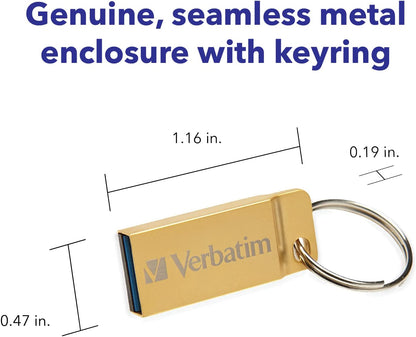 Verbatim 64GB Metal Executive USB 3.0 Flash Drive - Gold 64 GB 3.0 Gold
