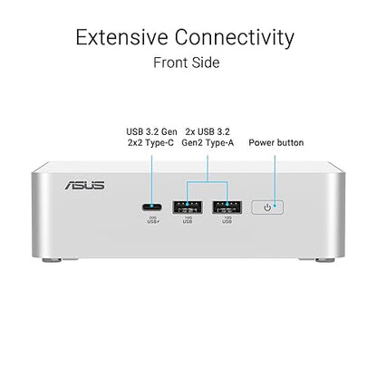 ASUS NUC 15 Pro+ Barebones Mini PC with Intel Series 2 Core Ultra 5 225H, up to 96GB DDR5 RAM, Dual Storage, Thunderbolt™ 4, Wi-Fi 7 & Bluetooth 5.4, Toolless Silver Aluminum Chassis, with VESA Mount