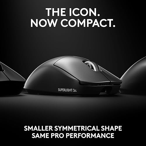 Logitech G PRO X Superlight 2c Wireless Gaming Mouse, 51 g pro-Grade Compact Mouse with 5 programmable Buttons, USB-C Charging, 44K DPI Sensor, up to 8 kHz Polling for PC/Mac - Black Black Gen 2 Compact