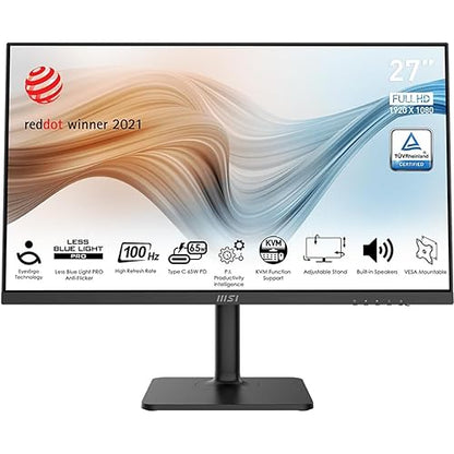 MSI Modern MD272XP, 27, IPS, 1920 x 1080 (FHD), FreeSync, 100Hz, TUV Certified Eyesight Protection, 1ms, VGA, HDMI
