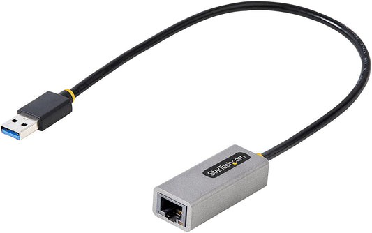 StarTech.com USB to Ethernet Adapter, USB 3.0 to 10/100/1000 Gigabit Ethernet LAN Converter for Laptops, 11.8in/30cm Attached Cable, USB to RJ45 Adapter, NIC Adapter, USB Network Adapter (USB31000S2) Space Gray