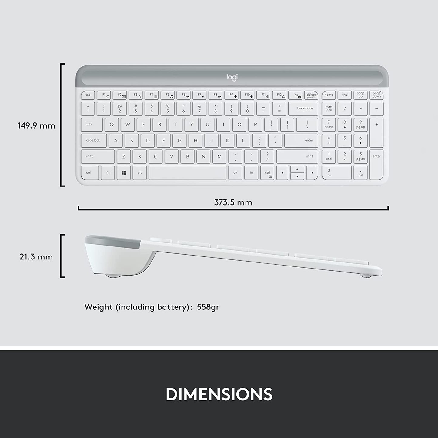 Logitech MK470 Slim Wireless Keyboard and Mouse Combo - Modern Compact Layout, Ultra Quiet, 2.4 GHz USB Receiver, Plug n' Play Connectivity, Compatible with Windows - Off White Off White Combo