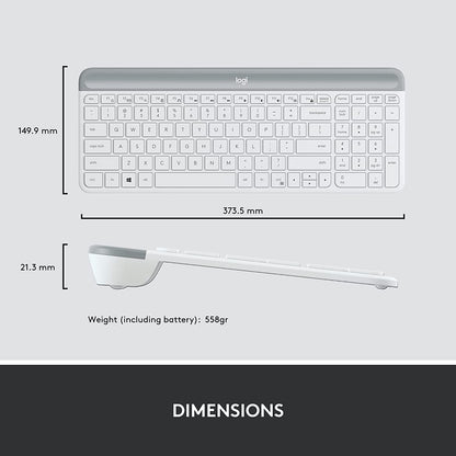 Logitech MK470 Slim Wireless Keyboard and Mouse Combo - Modern Compact Layout, Ultra Quiet, 2.4 GHz USB Receiver, Plug n' Play Connectivity, Compatible with Windows - Off White Off White Combo