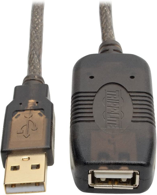 Tripp Lite Active USB 2.0 Extension Cable USB-A M/F 25ft 25' 7.6M (U026-025), Black