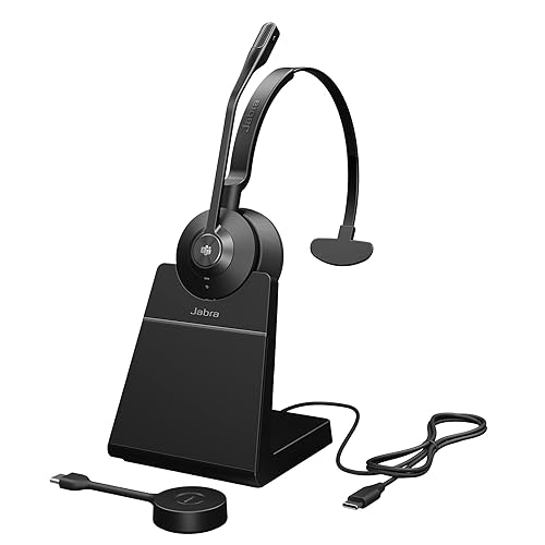 Jabra Engage 55 SE (Second Edition) Single-Ear Wireless Headset w/Charging Stand and Link 400 USB-C DECT Adapter – MS Teams Certified, Works with All Other Platforms, Black