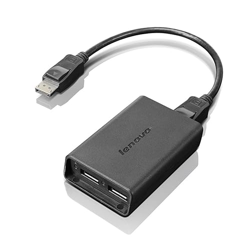 Lenovo DisplayPort to Dual-DisplayPort Adapter - DisplayPort A/V Cable for Audio/Video Device, Monitor - First End: 1 x DisplayPort Digital Audio/Video - Male - Second End: 2 x DisplayPort Digital Audio/Video - Female - Black