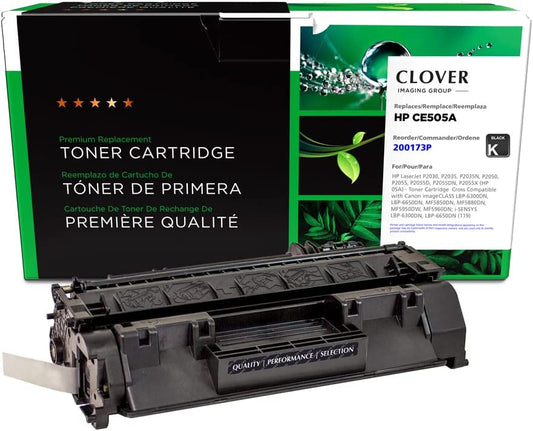 Clover imaging group Clover Remanufactured Toner Cartridge Replacement for HP CE505A (HP 05A) | Black Page Yield: 2300 Black