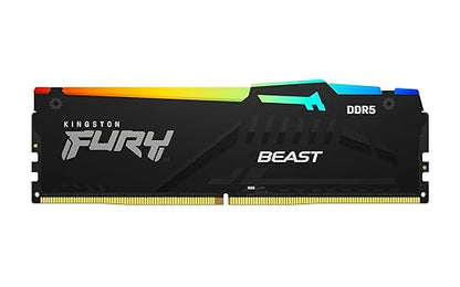 Kingston Fury Beast RGB 128GB (2x64GB) 5600MT/s DDR5 CL36 Desktop Memory | AMD Expo | Plug N Play | Kit of 2 | KF556C36BBEAK2-128