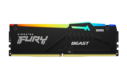 Kingston Fury Beast RGB 32GB 6000MT/s DDR5 CL40 DIMM Desktop Memory (Kit of 2) Single Module | Intel XMP 3.0 | Infrared Sync Technology | Overclocking Stability | KF560C40BBAK2-32