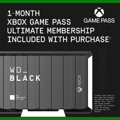 Western digital WD_BLACK 12TB D10 Game Drive for Xbox - Desktop External Hard Drive HDD (7200 RPM) with 1-Month Xbox Game Pass - WDBA5E0120HBK-NESN 12TB Xbox Hard Drive