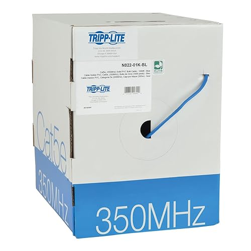 Tripp Lite N022-01K-BL Cat5e Bulk Solid-Core Cable, CMR-Rated PVC, 350 MHz, Blue, 1000'