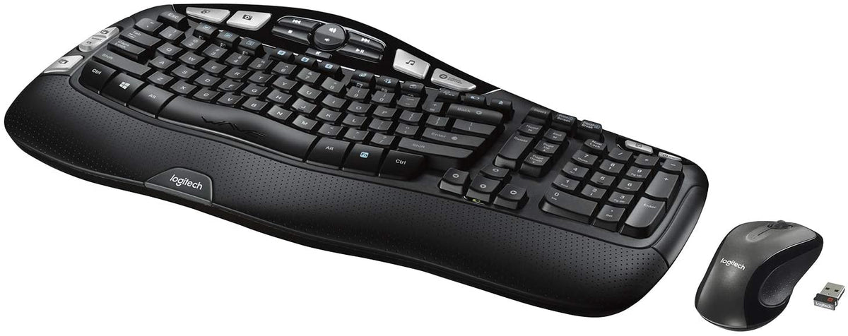 Logitech MK550 Wireless Wave Keyboard and Mouse Combo - Includes Keyboard and Mouse, Long Battery Life, Ergonomic Wave Design, Black