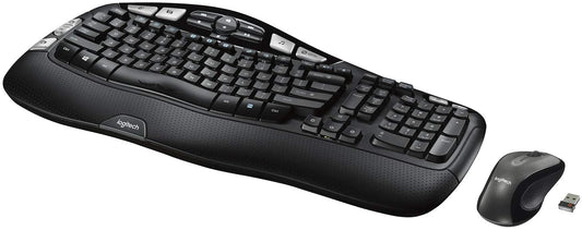 Logitech MK550 Wireless Wave Keyboard and Mouse Combo - Includes Keyboard and Mouse, Long Battery Life, Ergonomic Wave Design, Black
