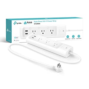 Kasa Smart Plug Power Strip KP303, Surge Protector with 3 Individually Controlled Smart Outlets and 2 USB Ports, Works with Alexa &amp; Google Home, No Hub Required , White