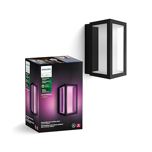 Philips Hue Impress Outdoor Wall Light (Hardwired), (6.1 x 9.4 in) White & Color Light, Voice Control with Alexa, Apple Home & Google Assistant, Bridge Required