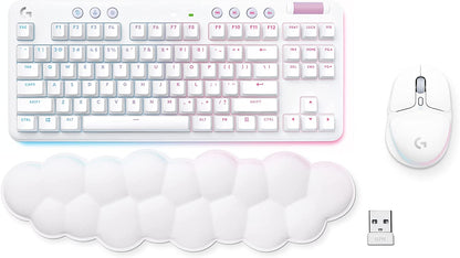 Logitech G Wireless Gaming Combo, G715 Keyboard and G705 Mouse, Customizable LIGHTSYNC RGB Lighting, Lightspeed Wireless, Bluetooth, PC/Mac/Laptop - with $20 SIMS Spa Day Game Pack - White Mist Tactile Mouse + Keyboard Mouse + Keyboard
