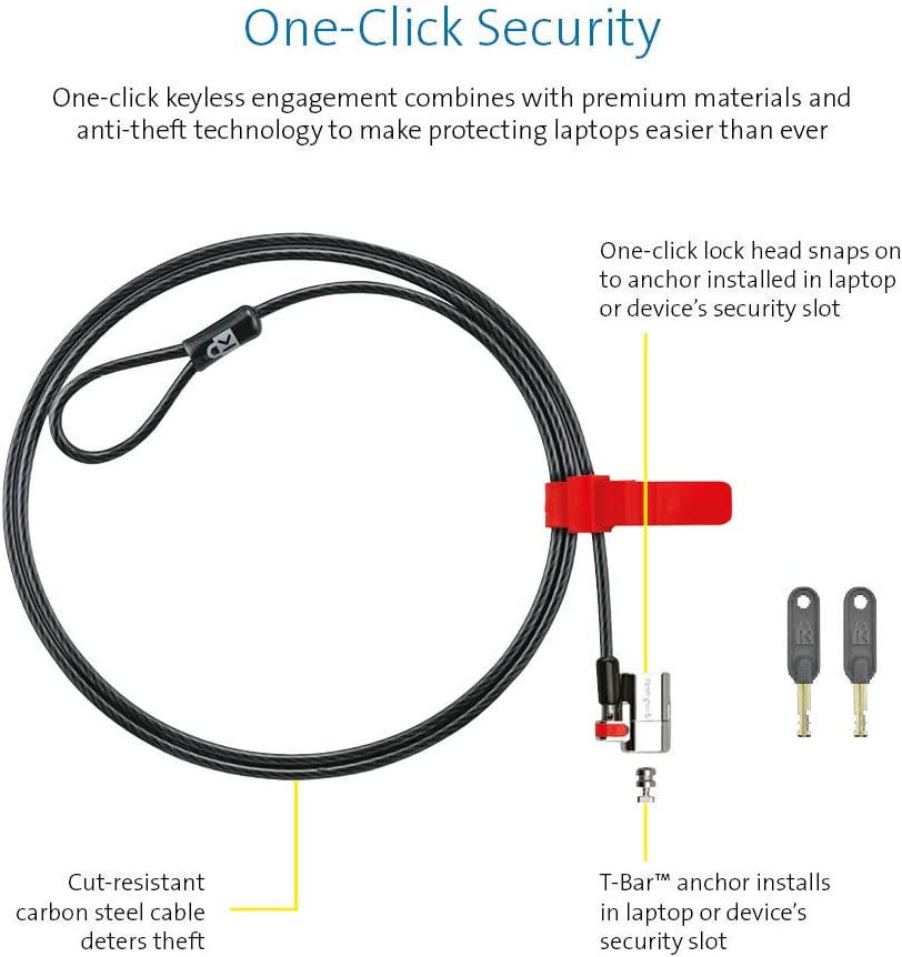 Kensington K64637WW ClickSafe Keyed Laptop Lock for Business