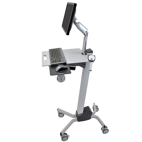 Ergotron – Neo-Flex Rolling Computer Cart, Mobile Standing Desk Workstation – Monitor, Grey