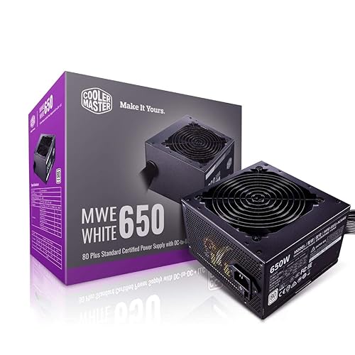 Cooler Master MWE White 650 80+ White 650W PSU with HDB Silent 120mm Fan, Single +12V Rail, Flat Black Cables White 650 MWE