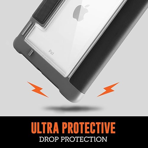 STM Dux Plus Duo iPad Case 7th/8th/9th Gen 10.2-inch ipad case - Maximum Drop Protection and Clear Back, Storage for Apple Pencil or Logitech Crayon with Magnetic Battery Saving On/Off Cover- Black Black iPad 9th/8th/7th Gen
