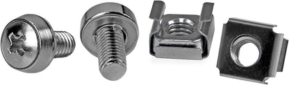 StarTech.com M6 Screws and Cage Nuts - 50 Pack - M6 Mounting Screws and Cage Nuts for Server Rack and Cabinet - Silver (CABSCREWM6) 50x M6 Silver Cage Nuts and Mounting Screws