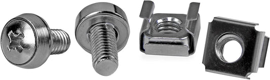 StarTech.com M6 Screws and Cage Nuts - 50 Pack - M6 Mounting Screws and Cage Nuts for Server Rack and Cabinet - Silver (CABSCREWM6) 50x M6 Silver Cage Nuts and Mounting Screws