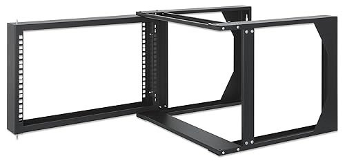 Intellinet 6U 19" 2 Post Open Frame Server Wall Mount Rack - 180 Degree Gate Swing, Flatpacked, Antistatic Powder Coated Steel – for IT Network Equipment & AV Devices – 3 Yr Mfg Warranty – 716178 6U 2 Post - Flatpacked