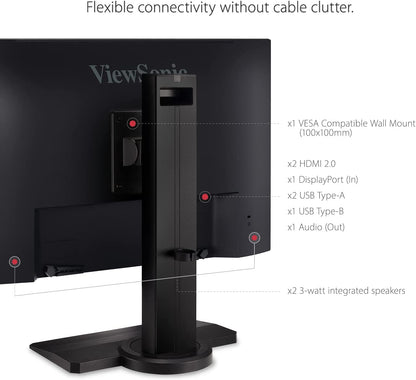 ViewSonic OMNI XG2431 24 Inch 1080p 1ms 240Hz Gaming Monitor with AMD FreeSync Premium, Advanced Ergonomics, Eye Care, HDMI and DisplayPort for Esports 24-Inch 1080p 240Hz