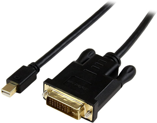 StarTech.com 6ft (1.8m) Mini DisplayPort to DVI Cable - Active Mini DP to DVI Adapter Cable - 1080p Video - mDP 1.2 to DVI-D Single Link - mDP or Thunderbolt 1/2 Mac/PC to DVI Monitor (MDP2DVIMM6BS) 0.6"x1.6" Black