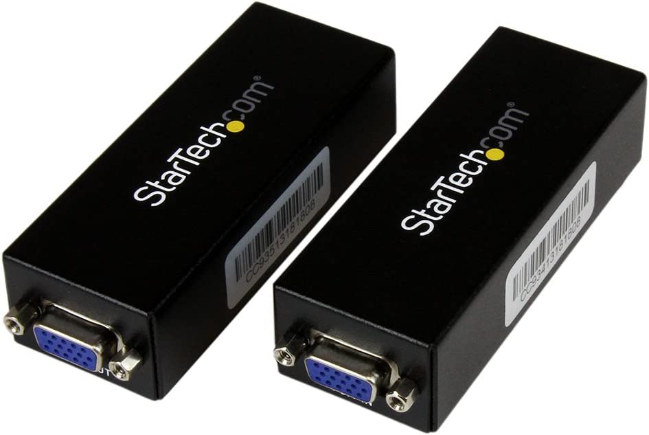 StarTech.com VGA Over CAT5 Extender – 250 ft (80m) – 1 Local and 1 Remote Unit - VGA Video Over Ethernet Extender Kit (ST121UTPEP) Black No Audio Support Single power adapter