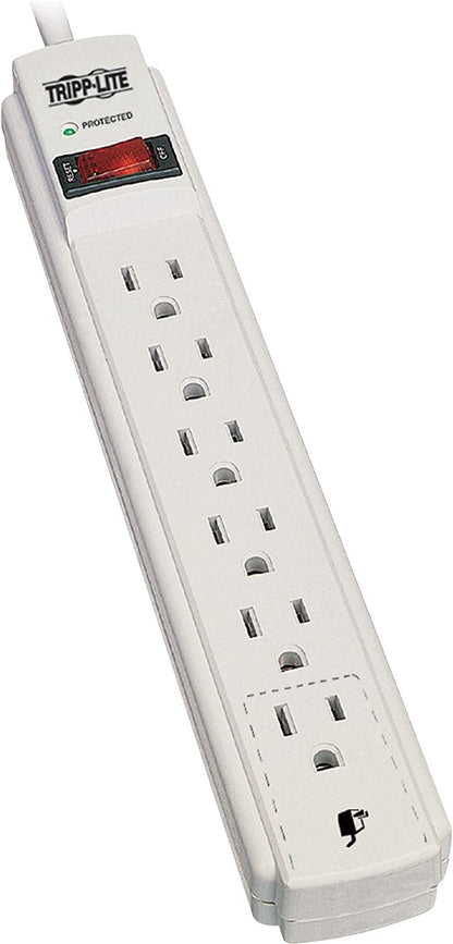 Tripp Lite Surge Protector Power Strip 120V 6 Outlet 8' Cord 990 Joule Flat Plug Gray