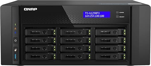 QNAP TS-h1290FX-7302P-128G-US 12 Bay U.2 NVMe/SATA All-Flash Desktop NAS Ideal for Office environments, collaborative 4K/8K Video Editing, and File Sharing