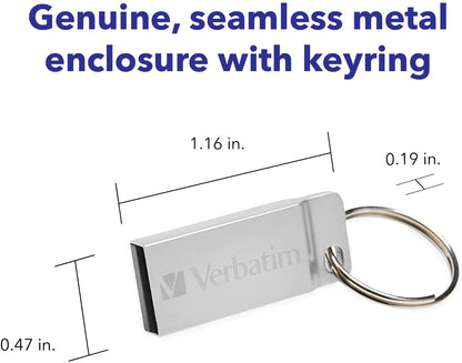 Verbatim 16GB Metal Executive USB Flash Drive - Silver - 98748 16 GB 2.0 Silver