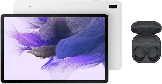 Samsung Galaxy Tab S7 FE Mystic Silver 64GB Android Tablet w/ Buds2 Pro Graphite
