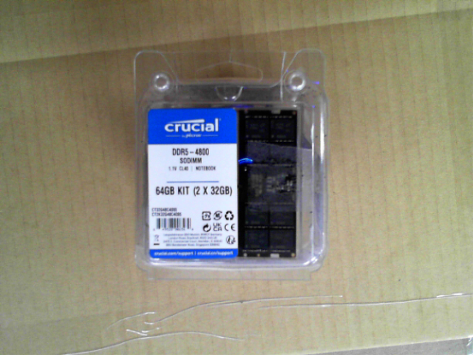 OPEN BOX - Crucial 64GB DDR5 RAM Kit (2x32GB), 4800MHz CL40 Laptop Memory - SODIMM 262-Pin - Compatible with 12th Intel Core - CT2K32G48C40S5 64GB Kit (2x32GB) 4800MHz